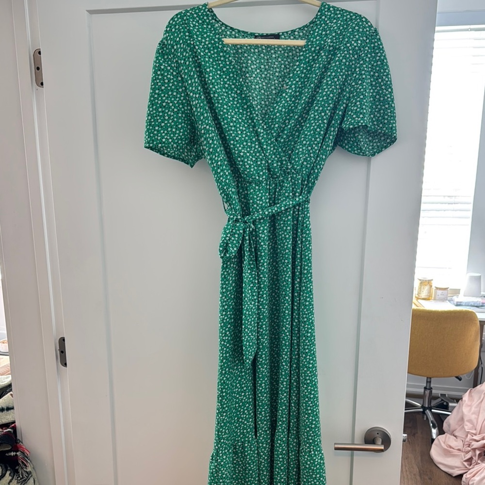Green Flower Dot  Dress